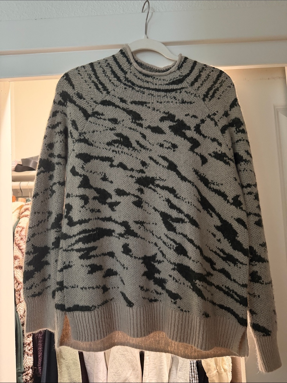 Madewell Cozy Neutral Patterned Crewneck Sweater